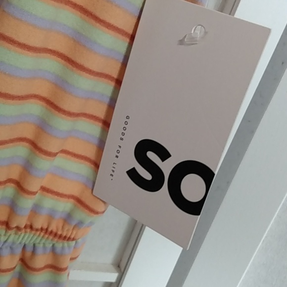 SO Faux-Wrap Knit Romper – Orange Stripe – Women M – NWT - Picture 8 of 13